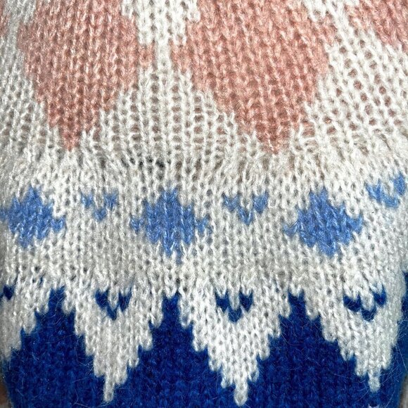 VERO MODA Fair Isle Nordic Sweater recycled materials - White Blue & Blush NWT S - Picture 5 of 10
